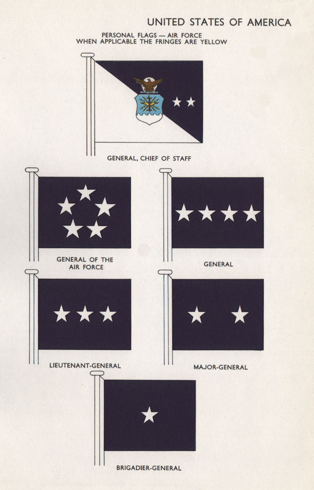 USA AIR FORCE FLAGS. General, Chief of Staff. General of the Air Force &c 1958